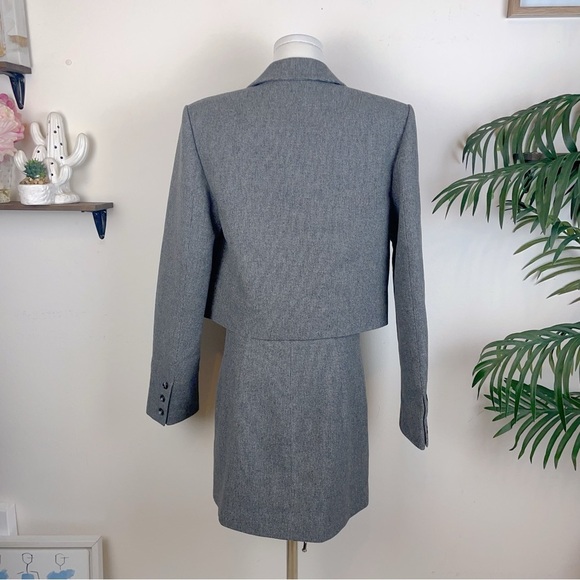 Sophie Rue Wool Blended Monique Cropped Blazer and Mini Skirt Set in Charcoal - Picture 5 of 9